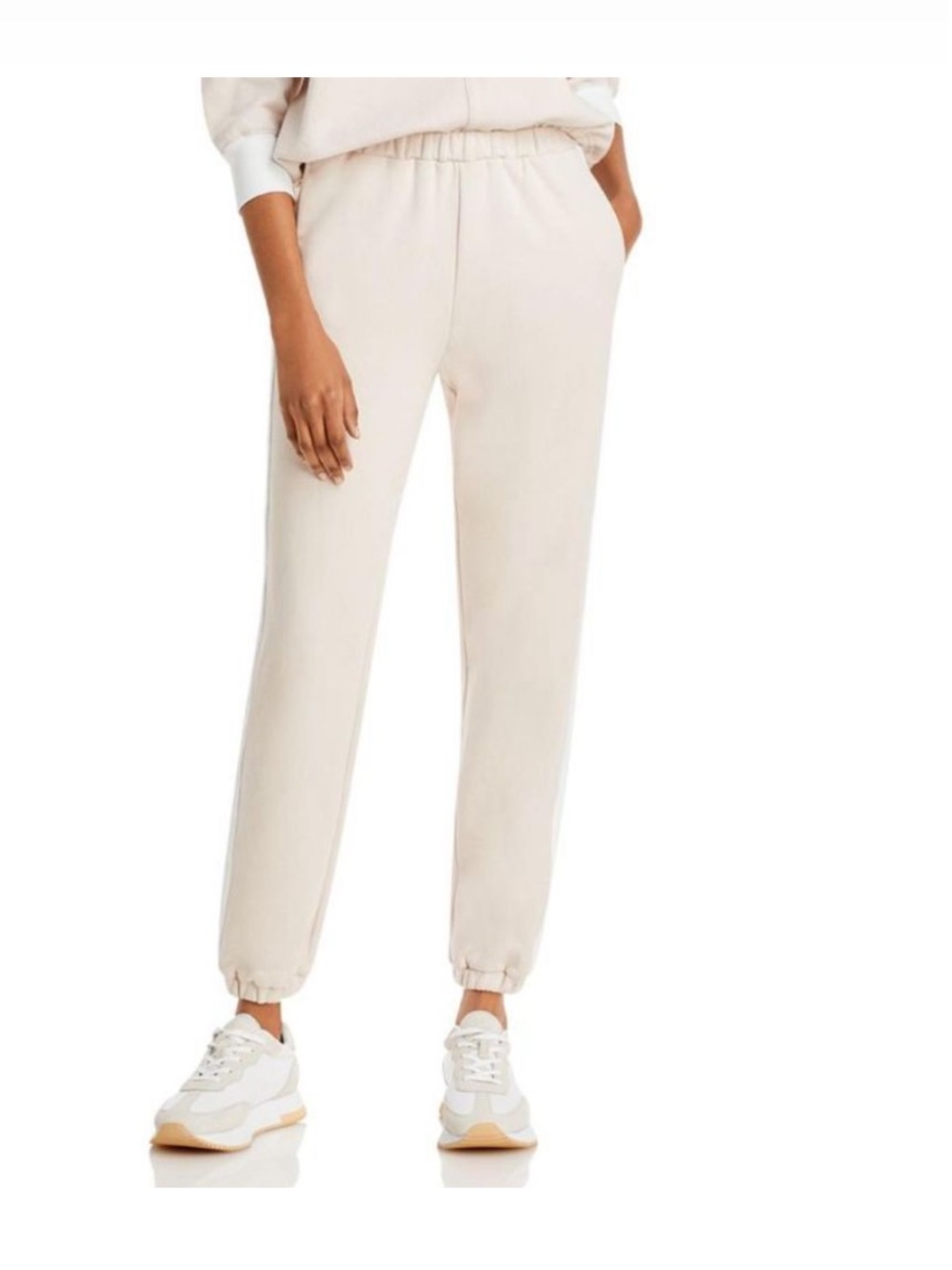 STAUD Cambrie Cream White Racer Stripe Cotton Sweatpants Comfy Jogger Pants XS